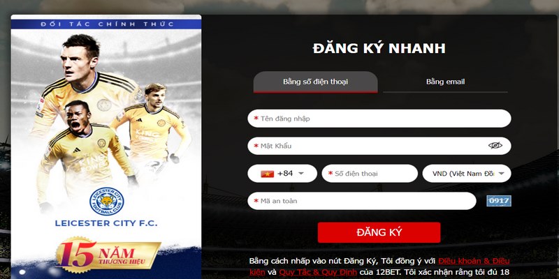 Cá nhân cần hoàn thiện đúng theo hướng dẫn đăng ký 12Bet